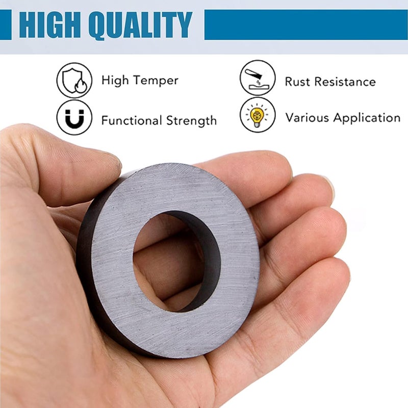 AOAUTO Big Magnets Heavy Duty Large Ring Donut Magnet for Crafts,OD 60 mm x ID 32mm x 15 mm,Ferrite Ring Magnet with Hole for Hobbies,Science Projects,School,DIY(2 Pack) - Image 4